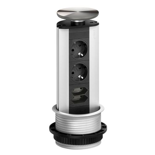 Immagine di prese multiple port usb/3 alu arg. 2 schuko + 1 usb                                                                                           