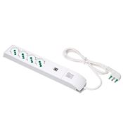Immagine di prese multiple tech switch usb c/cavo bianco 4 out bipas./de+2 usb                                                                                           