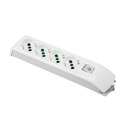 Immagine di prese multiple tech switch 4p s/cavo bianco 4 out bipasso/de                                                                                           