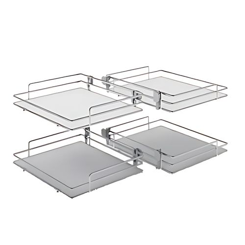 Immagine di cestelli corner compact cesti l450 hpl cromo l set 4 pz p407 l265                                                                                           