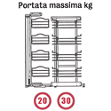 Immagine di cestelli corner dynamic telai h1100/1260 dx c/soft close + guida                                                                                           